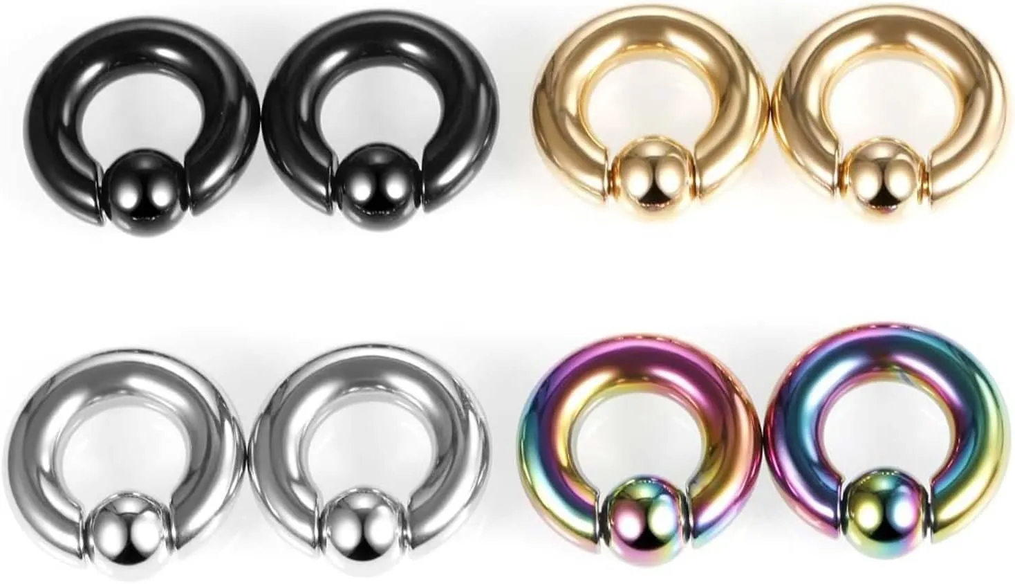 Gauge Expander, 2PCS Stainless Steel Ear Plugs 2mm-10mm Hoop With Ball Ear Gauge 00G Body Piercings Jewelry