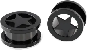 Gauge Tunnels, 2PCS Stainless Steel Tunnels For Ears Star Pattern Ear Gauges 00G Piercing Jewelry Set