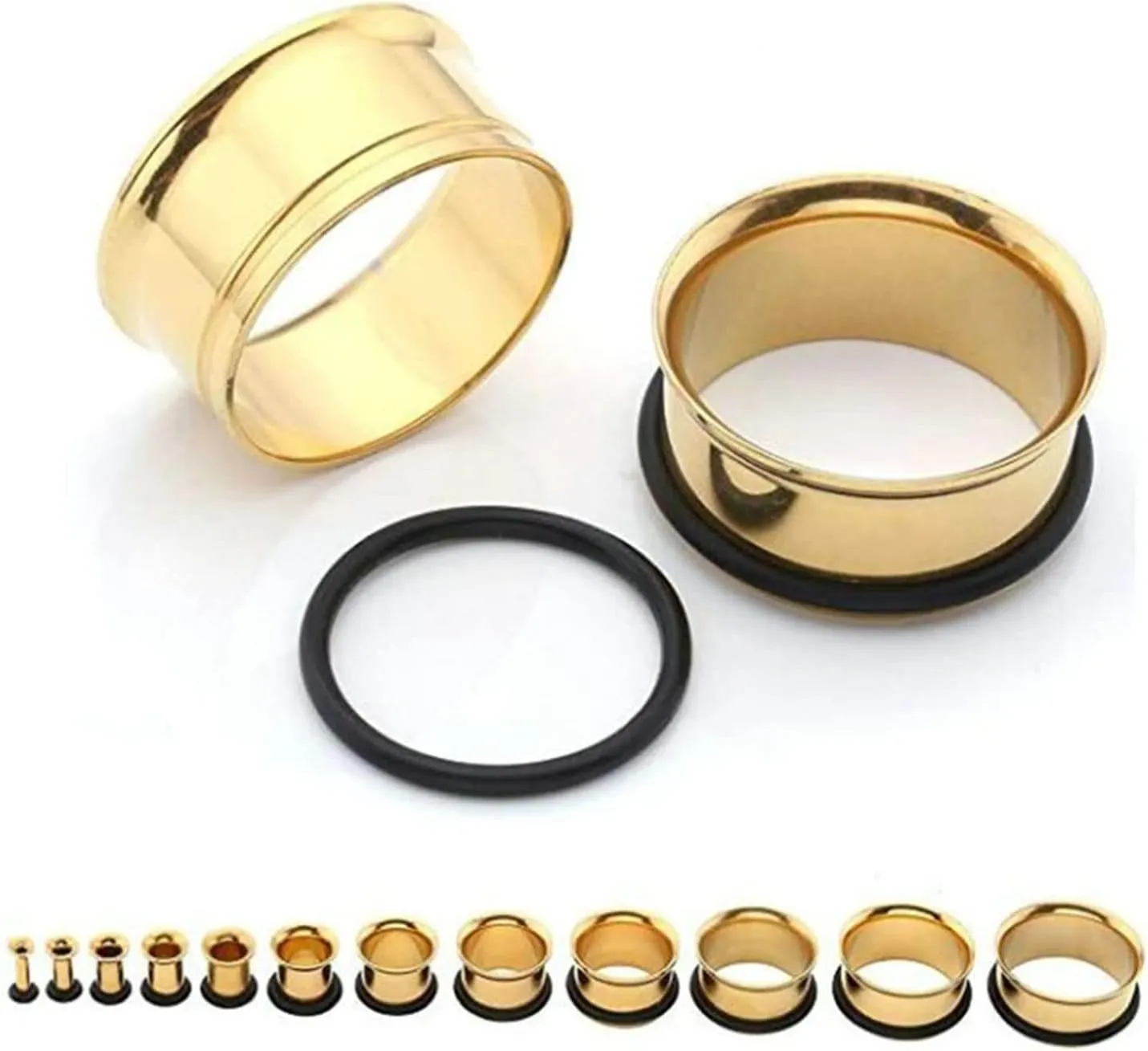 Gauges Tunnels, 2PCS Stainless Steel Ear Plugs 6mm Simple Hoop Ear Gauge 2G Ear Piercing Jewelry