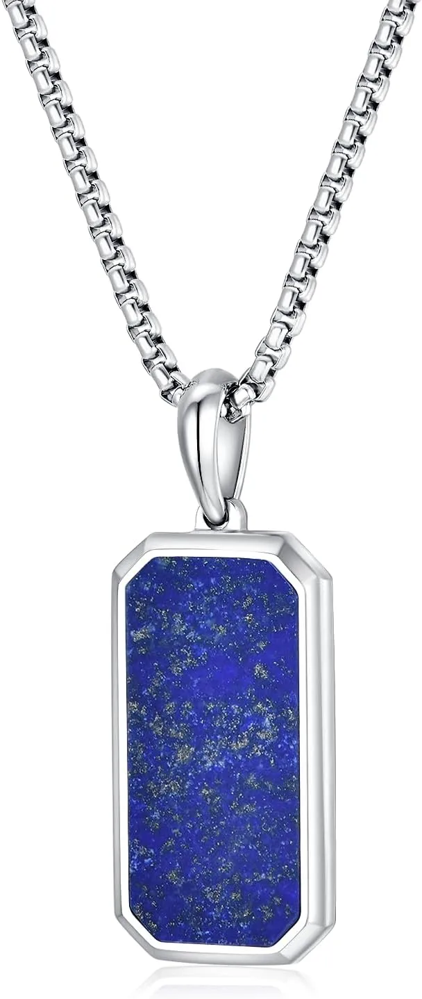 GAVU Men's Dog Tag Necklace, Crystal Pendant Necklace for Men