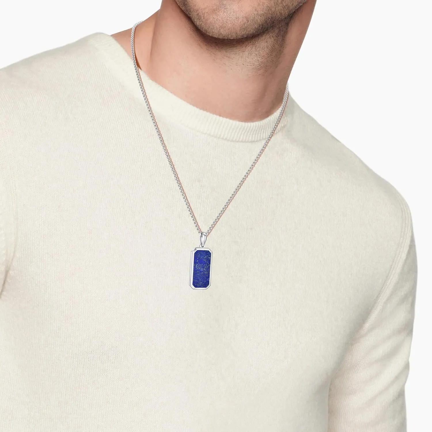 GAVU Men's Dog Tag Necklace, Crystal Pendant Necklace for Men