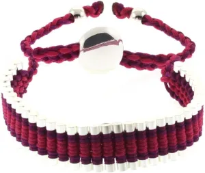 Gem Stone King Magenta and Silver Color String 5-10 Inches Adjustable Friendship Bracelet For Women