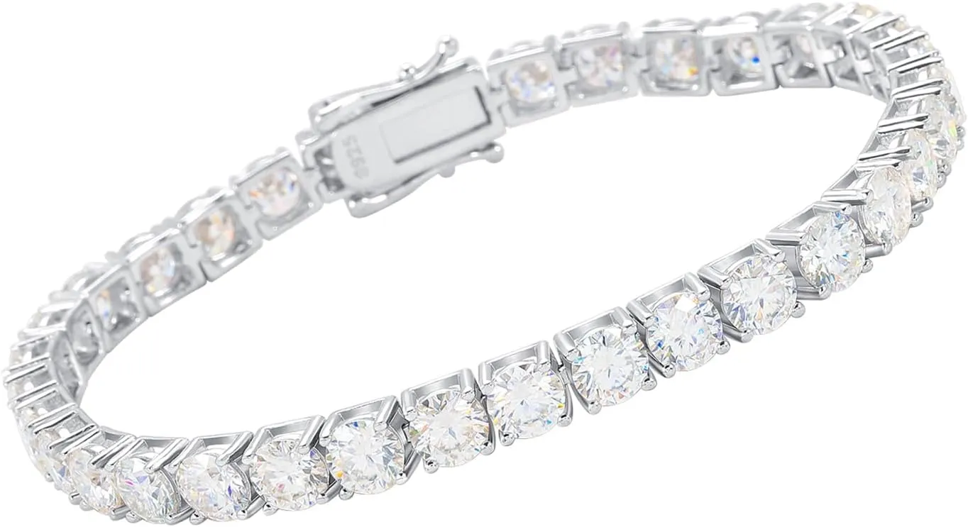 Gem's Beauty 925 Sterling Silver Tennis Bracelet Cubic Zirconia Silver Bracelets For Women 14k Gold Plated 6.5 inches-9 inches
