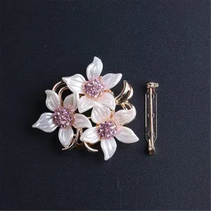 generic Brooch Pin for Women and Girls Stylish Flowers Brooch with Created Crystal Clever