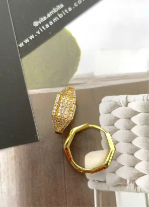 Geometric CZ gold plated hoops earrings