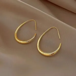 Geometric Oval Hoop Earrings