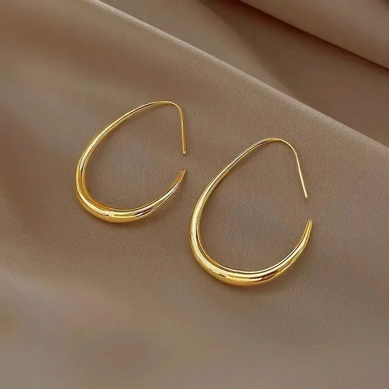 Geometric Oval Hoop Earrings