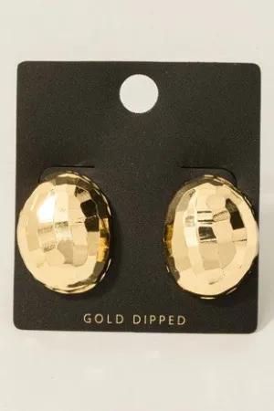 Geometric Oval Shield Stud Earrings