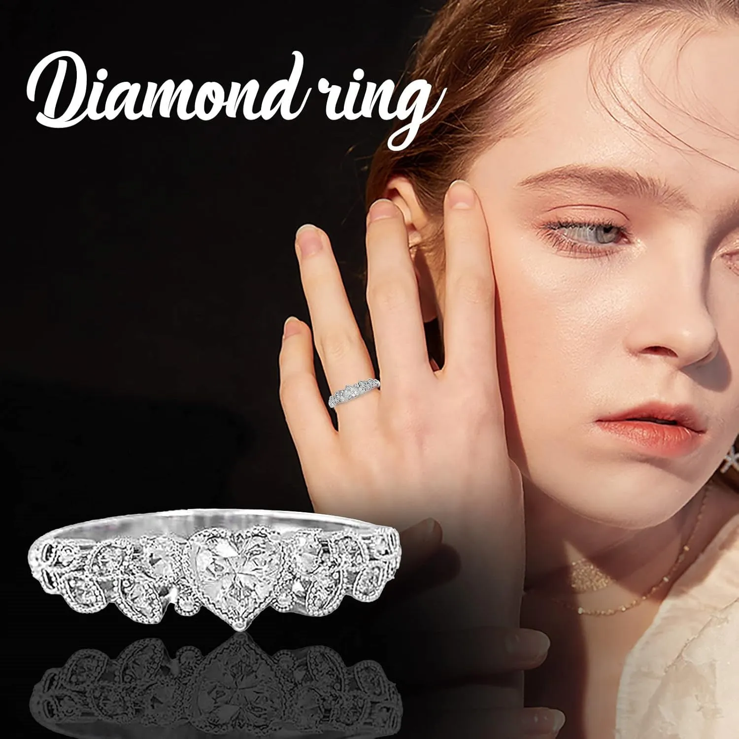 Girlfriend Couple Ring with Diamonds Small Fresh Personality Simple Rings Zircon Heart Ring Micro Jewelry Gift Rings Fashion Set Rings