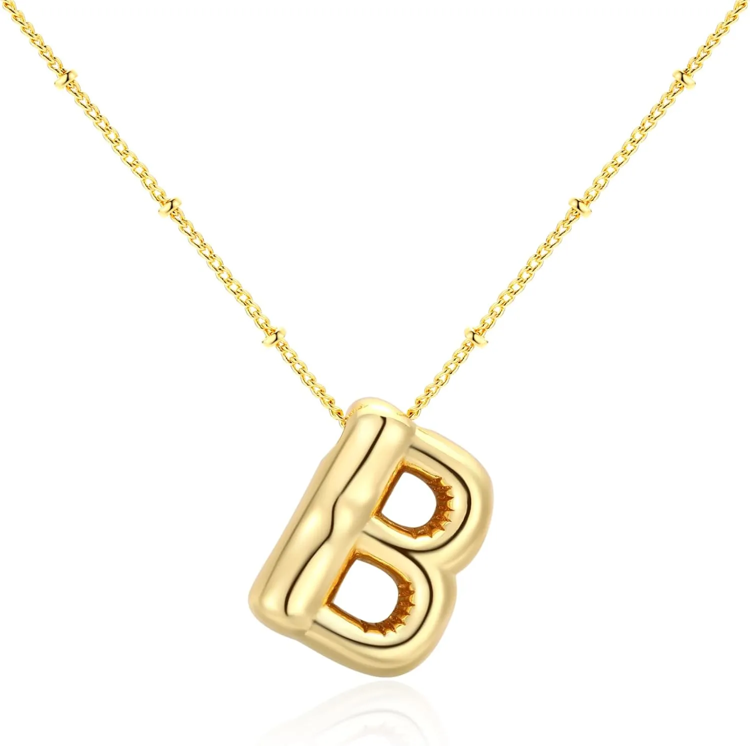 Gold Bubble Letter Necklace with Initials, Alphabet Pendant Necklace for Girlfriend Charm Balloon Letter Necklace Fashion Jewelry for Women