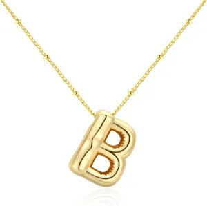 Gold Bubble Letter Necklace with Initials, Alphabet Pendant Necklace for Girlfriend Charm Balloon Letter Necklace Fashion Jewelry for Women