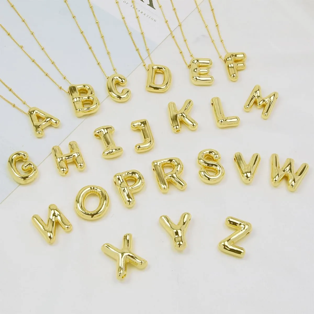 Gold Bubble Letter Necklace with Initials, Alphabet Pendant Necklace for Girlfriend Charm Balloon Letter Necklace Fashion Jewelry for Women