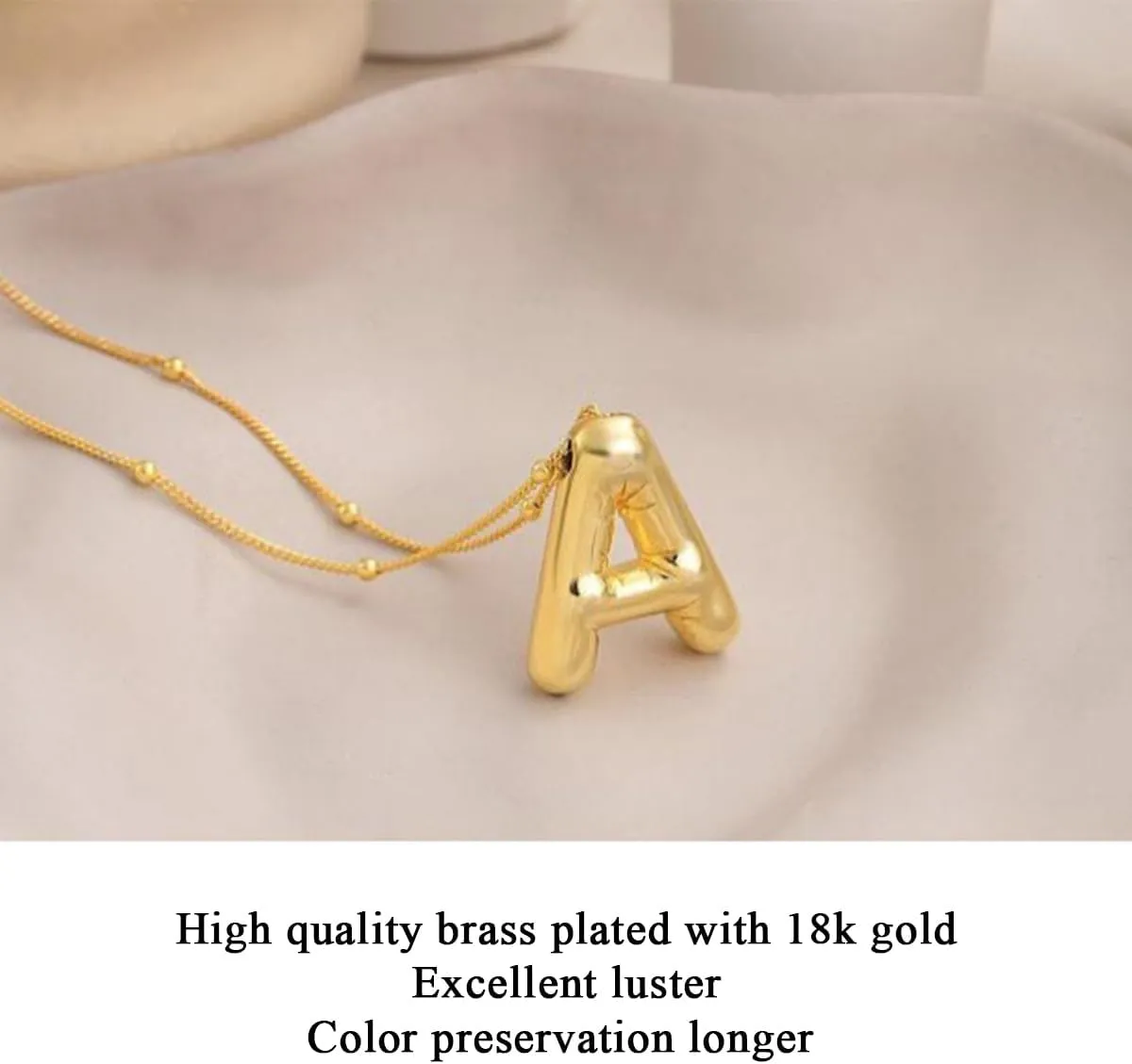 Gold Bubble Letter Necklace with Initials, Alphabet Pendant Necklace for Girlfriend Charm Balloon Letter Necklace Fashion Jewelry for Women