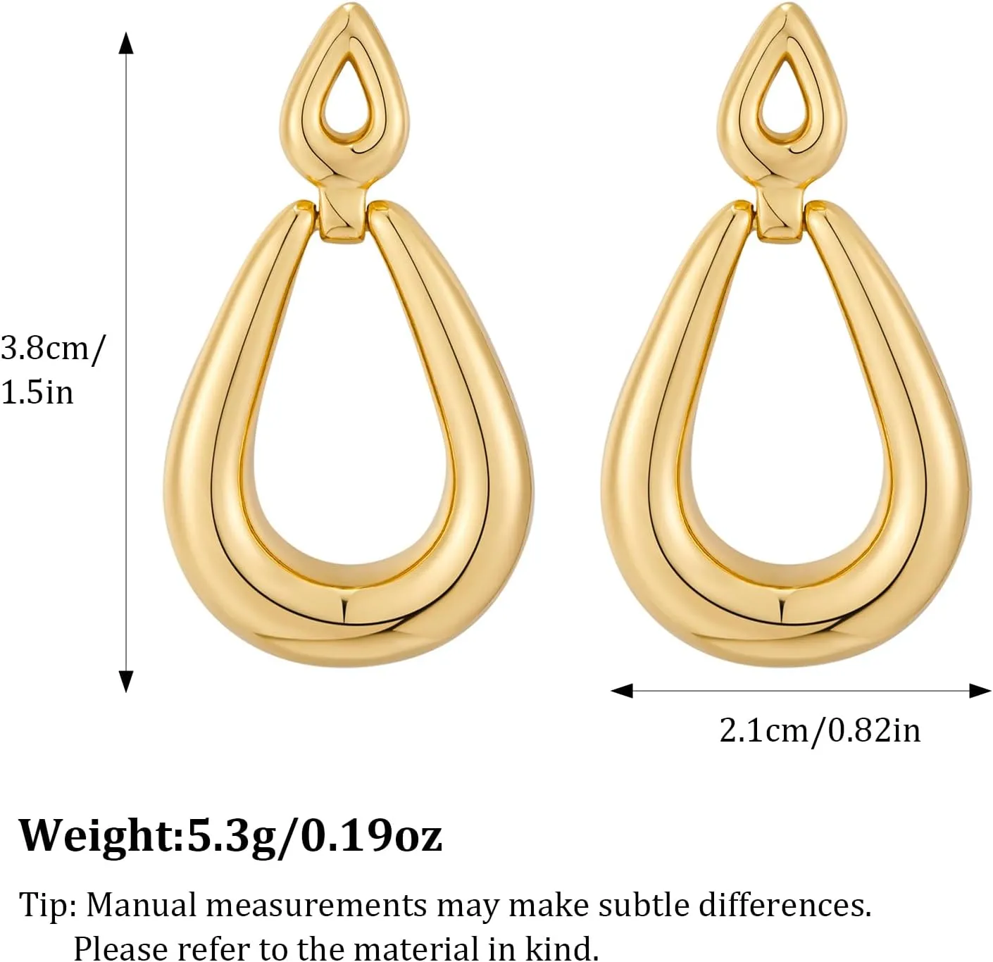 Gold Chunky Hoop Dangle Earrings Twisted Hoops Double Round Dangle Drop Earrings CZ Hoop Drop Earrings for Women Fashion Jewelry