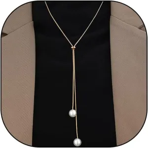 Gold Lariat Necklaces for Women Dainty Long Pearl Snake Chain Necklace Adjustable Simple Pearl Pendant Y Necklace Trendy Costume Jewelry Presents