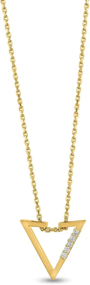Gold Necklace For Women - 14k Gold Plated Pendant Necklace - 0.6ct D/vvs1 Simulated Diamond - Triangle Chevron Hypoallergenic Silver Necklace For Anniversary Or Birthday