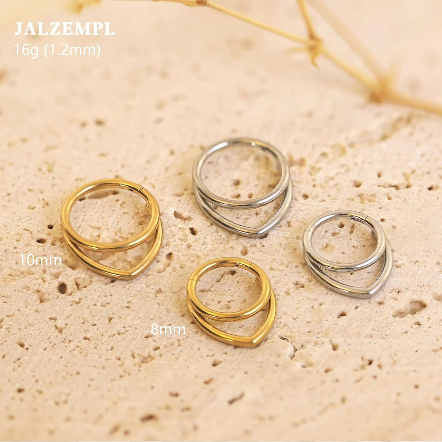 Gold Nose Rings Hoops 316L Surgical Steel Flower Nose Ring Silver Septum Rings 16g Clicker Daith Hinged Piercing Jewelry Gifts 1.2 * 8mm