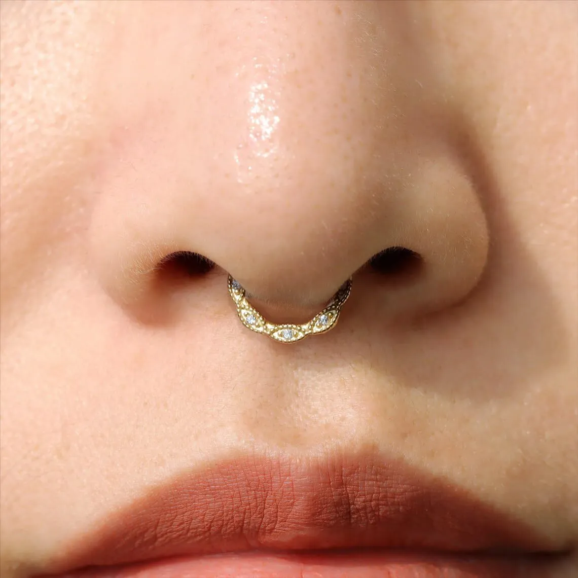 Gold Nose Rings Hoops 316L Surgical Steel Flower Nose Ring Silver Septum Rings 16g Clicker Daith Hinged Piercing Jewelry Gifts 1.2 * 8mm