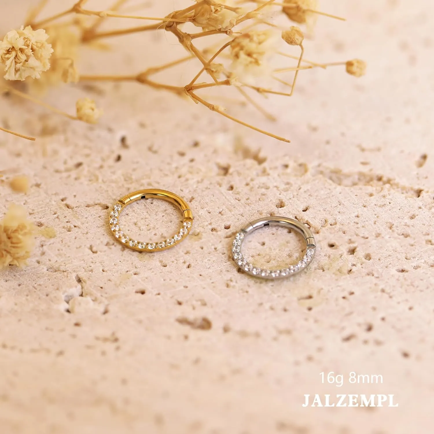 Gold Nose Rings Hoops 316L Surgical Steel Flower Nose Ring Silver Septum Rings 16g Clicker Daith Hinged Piercing Jewelry Gifts 1.2 * 8mm