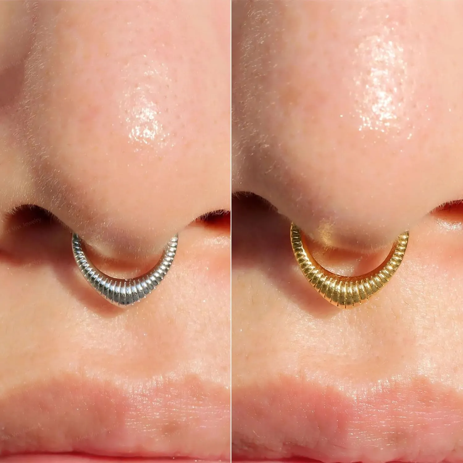 Gold Nose Rings Hoops 316L Surgical Steel Flower Nose Ring Silver Septum Rings 16g Clicker Daith Hinged Piercing Jewelry Gifts 1.2 * 8mm