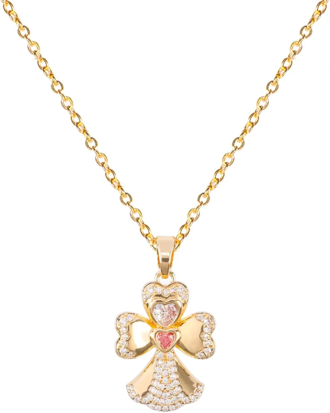 Gold Pendant Necklace Flower Rudder Compass Necklace for Women, Four Leaf Clover Saturn Moon Star Gold Plated Chain Dainty Necklaces Trendy Jewelry Wedding Anniversary Birthday Gift for Her