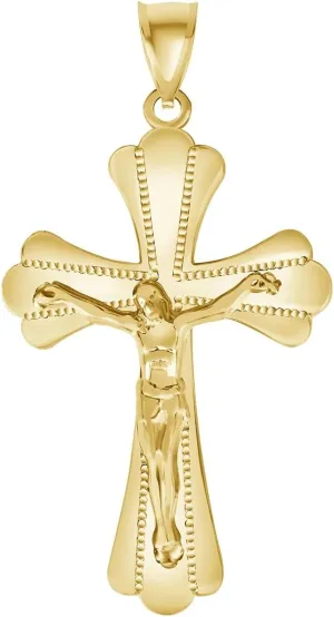 Gold Plated Jesus Cross Pendant, Gold Crucifix Cross Pendant For Women And Men, Religious Cross Jewelry, Christian Gifts Made In USA.