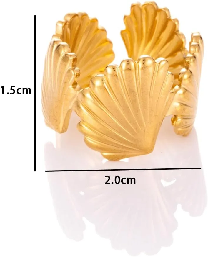 Gold Plated Stainless Steel Open Ring For Women