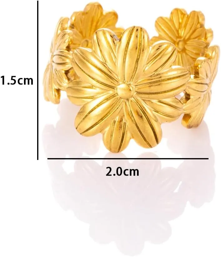 Gold Plated Stainless Steel Open Ring For Women