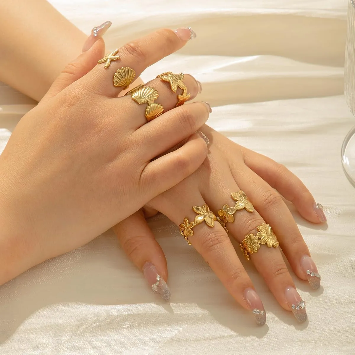 Gold Plated Stainless Steel Open Ring For Women