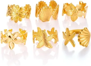 Gold Plated Stainless Steel Open Ring For Women