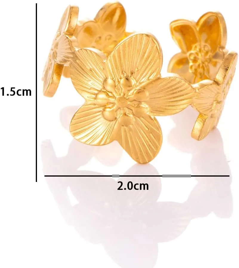 Gold Plated Stainless Steel Open Ring For Women