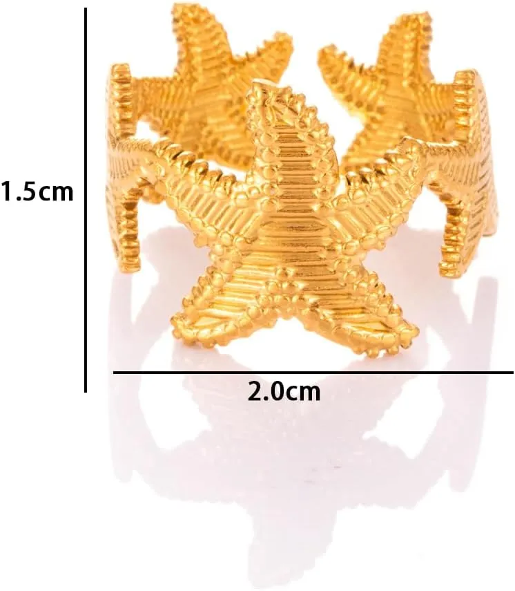 Gold Plated Stainless Steel Open Ring For Women