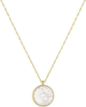 gorjana - Sunset Etched Necklace 19"-21" - 18k Gold-Plated - Mother of Pearl Pendant, Adjustable Chain - Layering Necklaces - Ideal Gifting Packaging