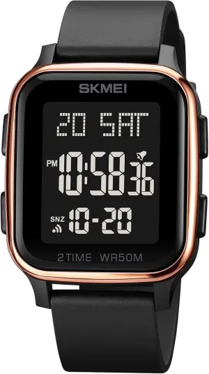 Gosasa Classic Square Face Unisex Women's Men's Digital Multifunction Outdoor Casual Watch Countdown 50M Waterproof Led Light Wristwatch