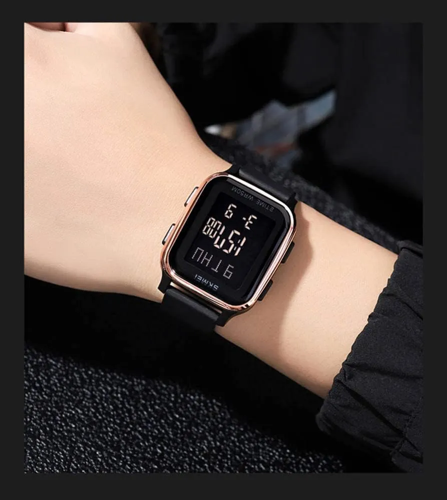 Gosasa Classic Square Face Unisex Women's Men's Digital Multifunction Outdoor Casual Watch Countdown 50M Waterproof Led Light Wristwatch