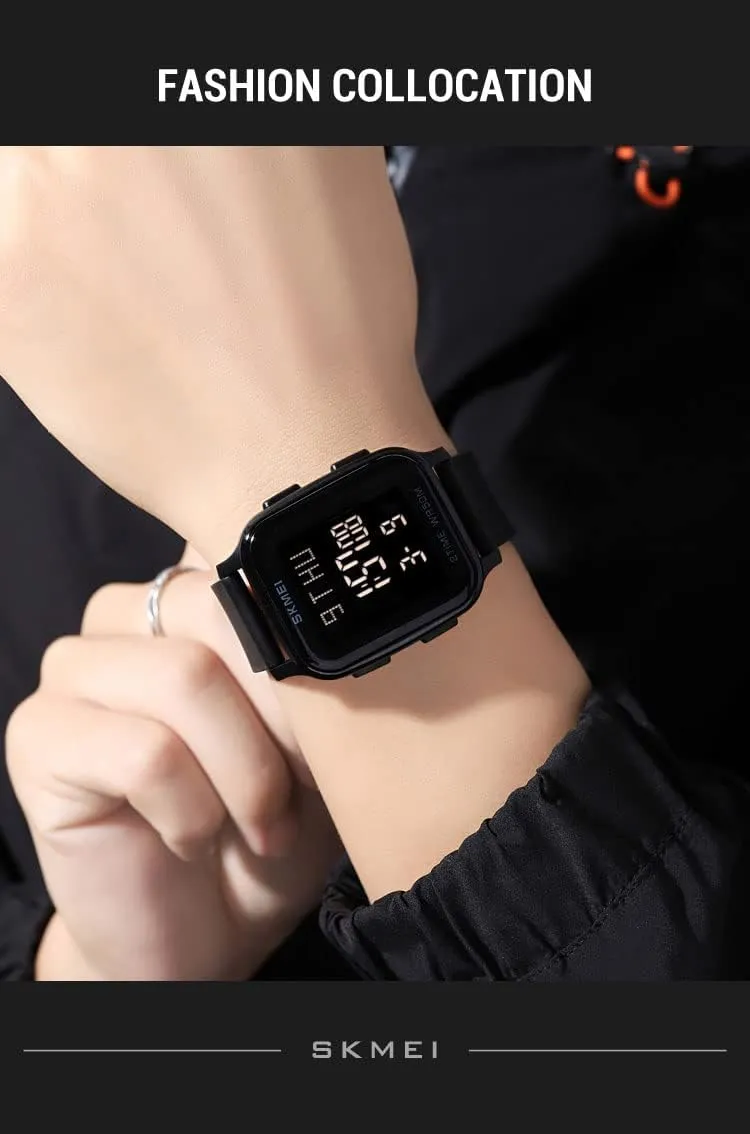 Gosasa Classic Square Face Unisex Women's Men's Digital Multifunction Outdoor Casual Watch Countdown 50M Waterproof Led Light Wristwatch