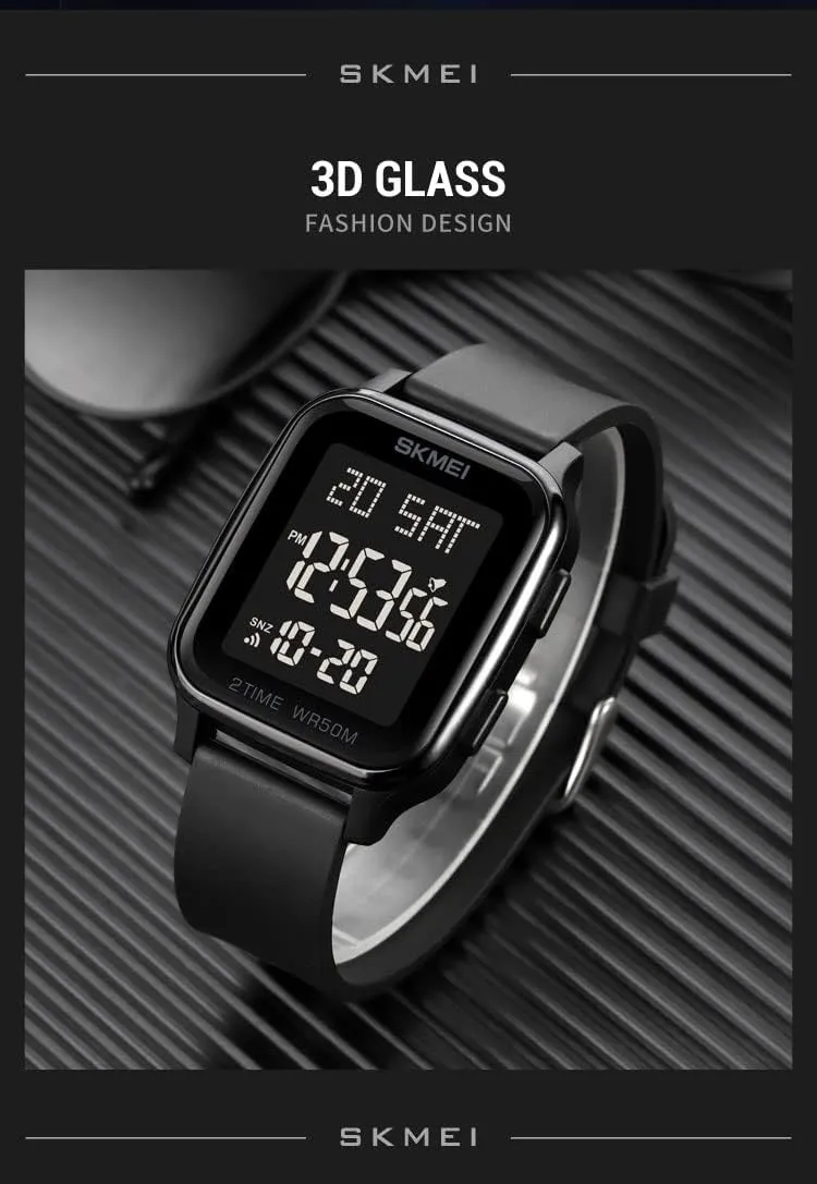 Gosasa Classic Square Face Unisex Women's Men's Digital Multifunction Outdoor Casual Watch Countdown 50M Waterproof Led Light Wristwatch