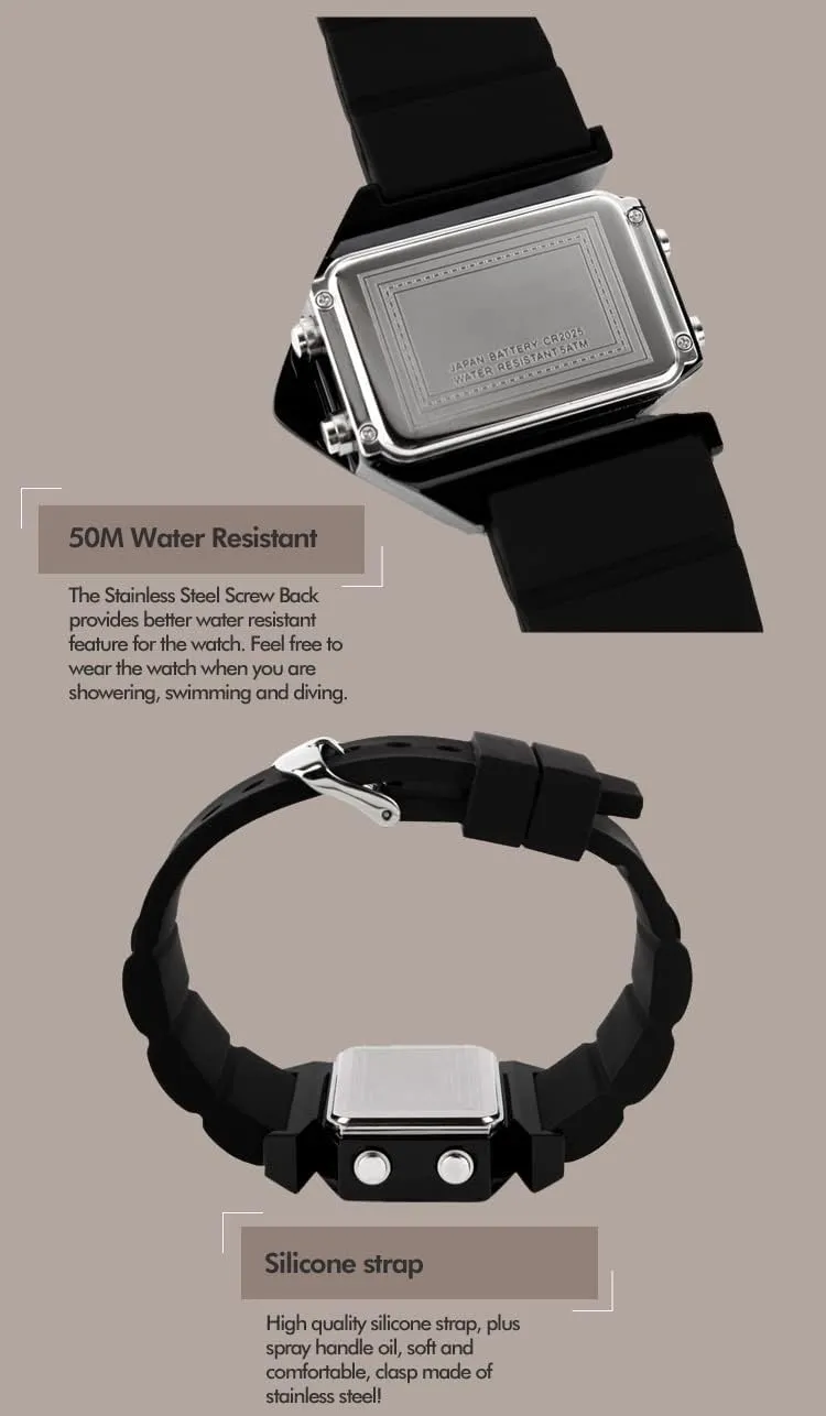 Gosasa Creative Mens LED Watch Airplane Shape Fashion Multifunction Watch for Men Date Silicone Strap Waterproof Casual Unisex Wristwatch