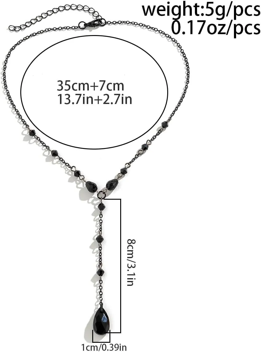Gothic Black Red Choker Necklaces for Woman Blood Bead Teardrop Y-Necklace Goth Punk Grunge Accessories Christmas Halloween Jewellery