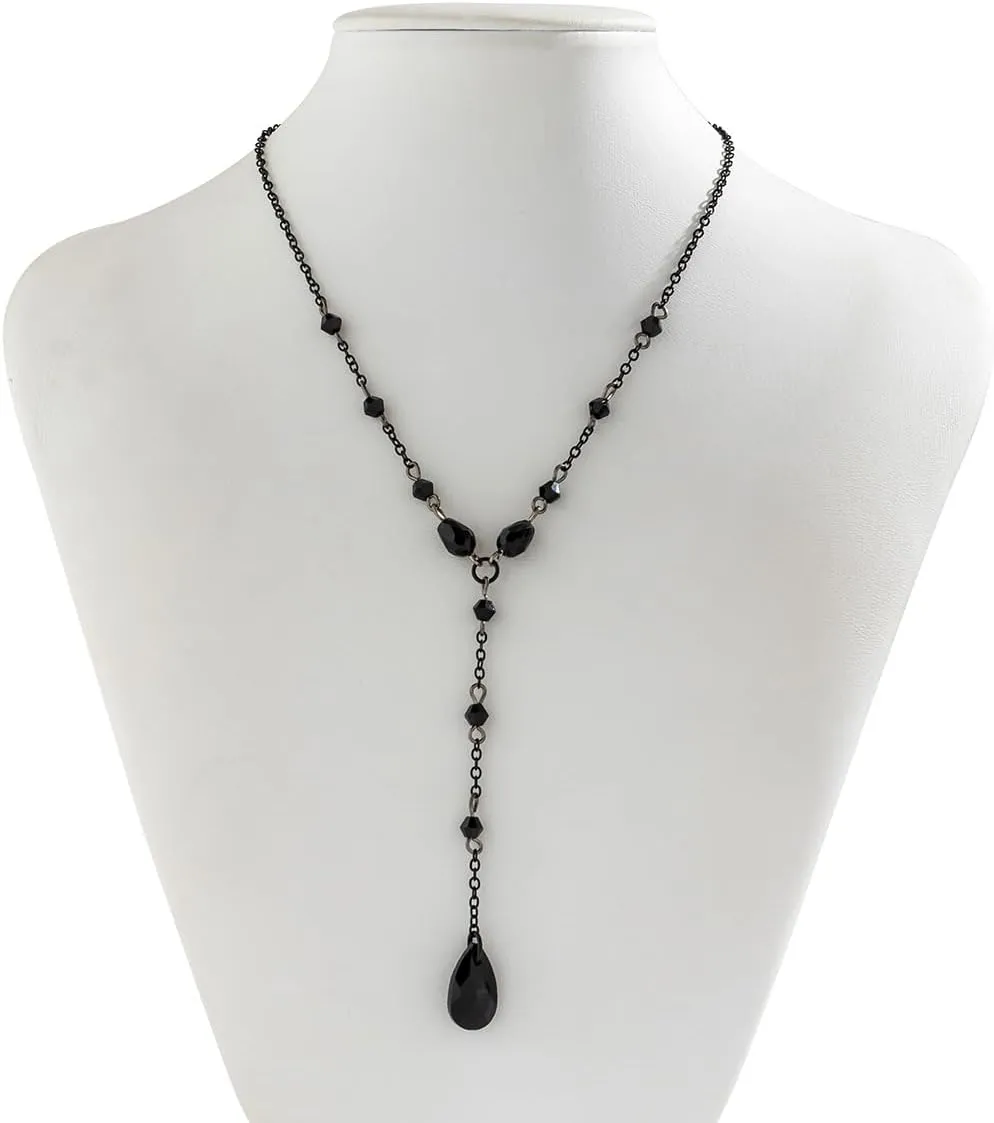 Gothic Black Red Choker Necklaces for Woman Blood Bead Teardrop Y-Necklace Goth Punk Grunge Accessories Christmas Halloween Jewellery