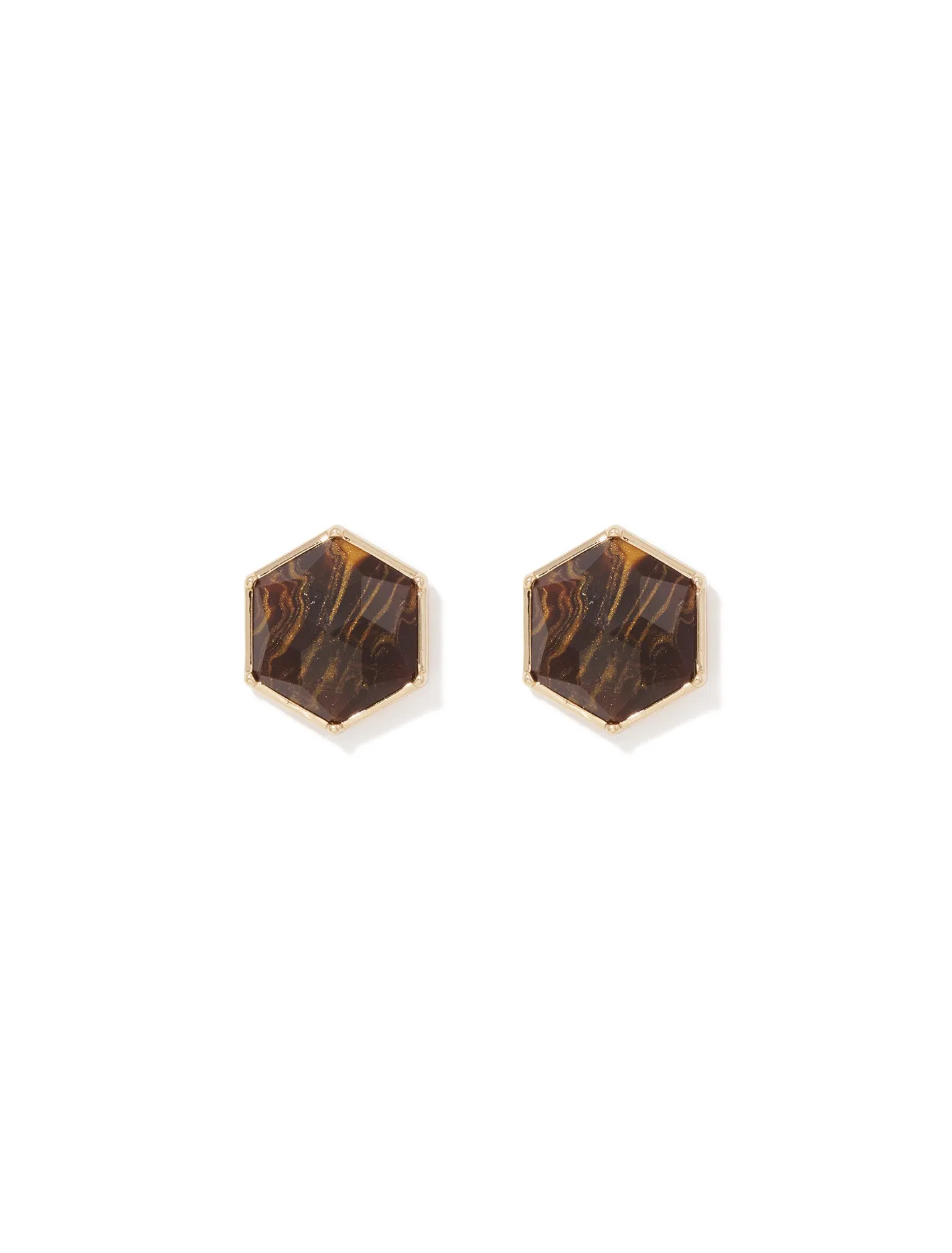 Halle Hexagon Stone Stud Earrings