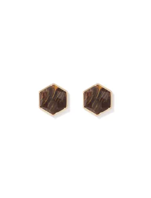 Halle Hexagon Stone Stud Earrings