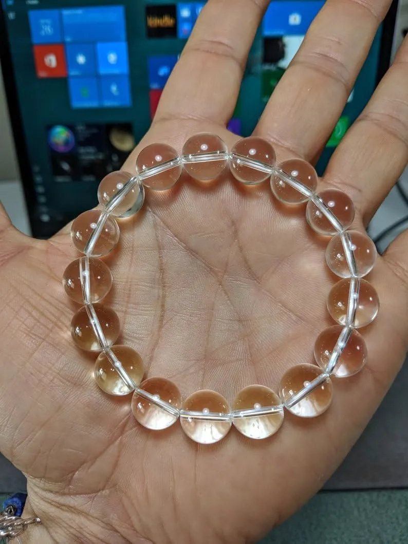 Handmade Natural Gemstone Bracelet - Unisex 10mm Smooth Round Beads Stretch Bracelet - Stress Relief Yoga Bracelet. Stretchable Bracelet For Men & Women. | VAR-129
