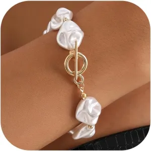 Harry and Henry Baroque Pearl Bracelet for Women Elegant Irregular Pearls Bracelets Adjustable Boho Jewelry Gift for Her Birthday Wedding Jewelry Gifts