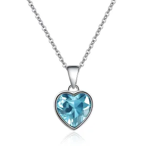 Heart Aquamarine Necklace 925 Sterling Silver Pendant Crystal Necklace Aquamarine Jewelry Gem Necklace Birthstone Necklaces for Women