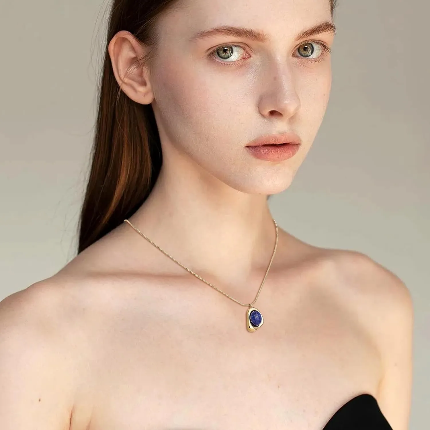 Heart Stone Pendant Necklace for Women, Trendy Statement Birthstone Dainty Chain Choker Mothers Day Prom Jewelry Gift