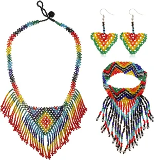 HENGYID Bohemian Handmade Statement Necklace | Beads Shawl Zulu Necklace & Boho | Tribal Necklaces for Women | Wedding Fine Jewelry Ethnic Style Hand-Woven Exaggerated Personality Necklace