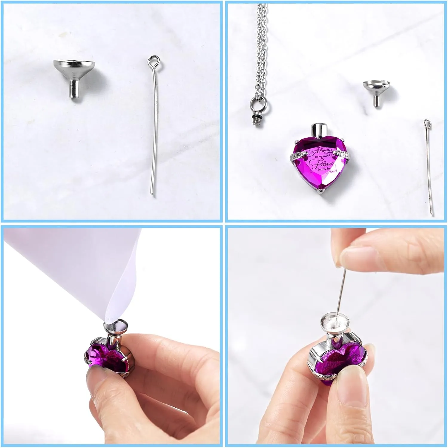 Henoyso 12 Pcs Urn Necklace for Ashes Bulk Cremation Cross Heart Cubic Jewelry Stainless Steel Memorial Locket for Men Women