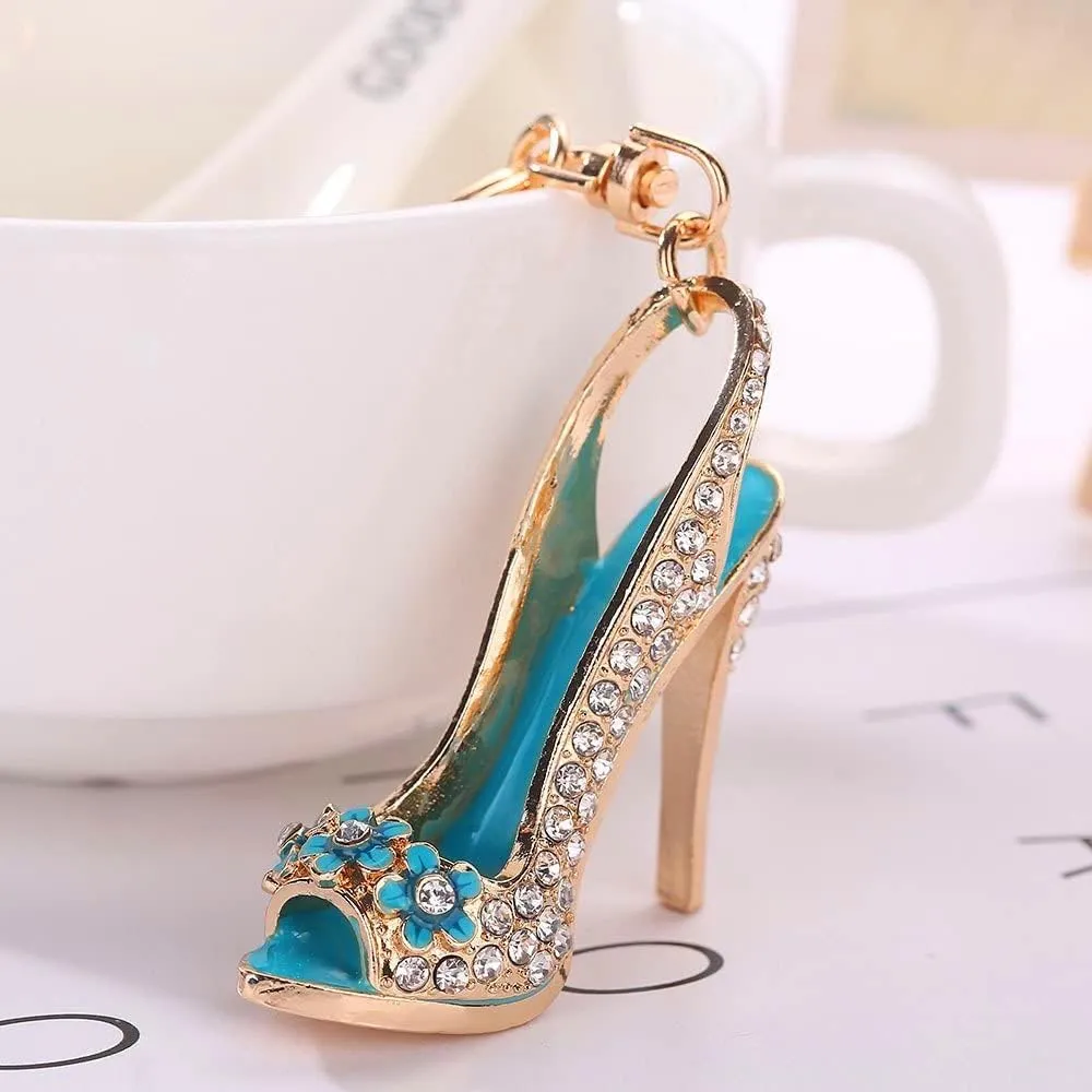 High Heel Elegant Shoe Keychain Sparkling Charm Stylish Key Ring Crystal Keychain Purse Handbag Pendant