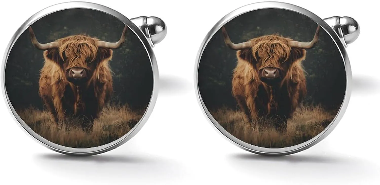 Highland Cow Men's Cuff Links Classy Stylish Shirt Cufflinks Accessories Gift for Father Husband